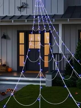 LED Color-Changing Spiderweb Lights – Purple/Orange Halloween